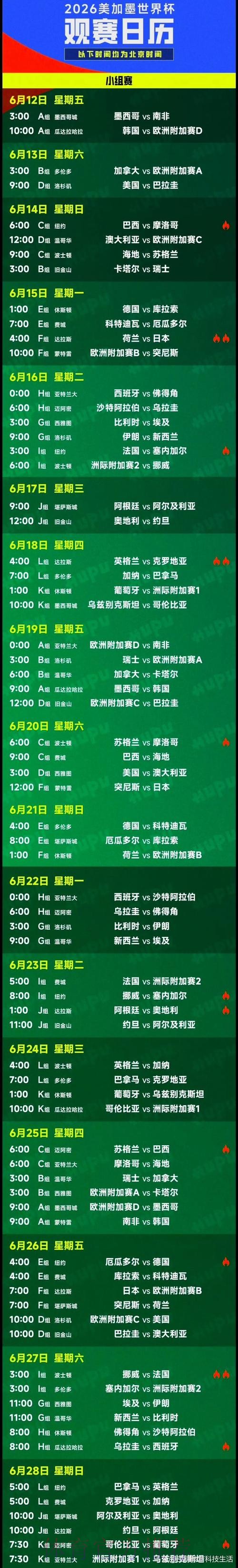 世界杯赛程公布时间安排表